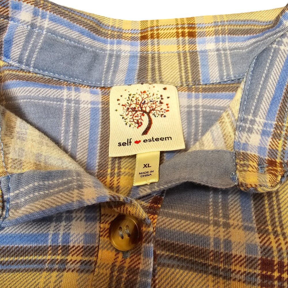 Self Esteem Blue Plaid Crop Top Size XL Excellent Used Condition - Picture 4 of 6